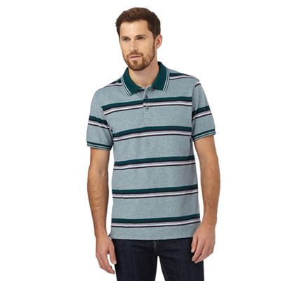 Big and tall green striped print tailored fit polo shirt